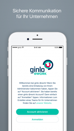 ginlo @ work screen